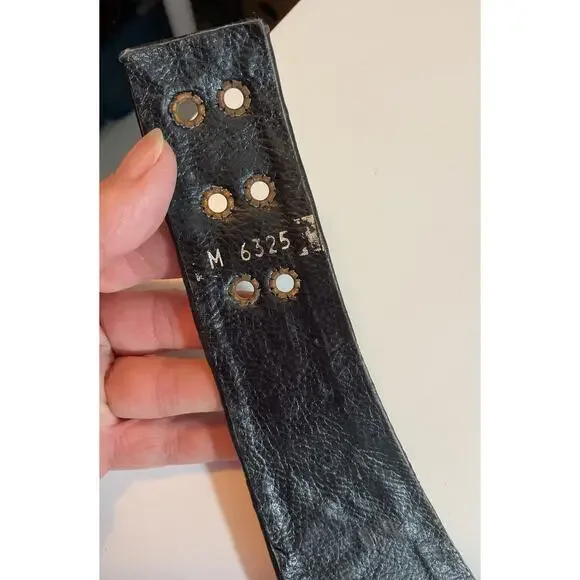 80s Nina Arjani Medium Leatherock Belt Rhinestones & Pearls Leather - Picture 10 of 10